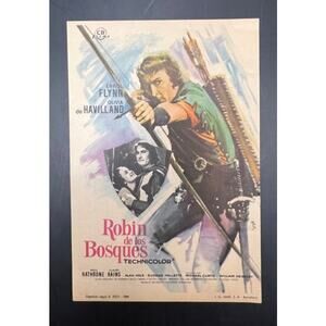 1964 Spanish Adventures of Robin Hood Movie Herald Handout Errol Flynn Hollywood